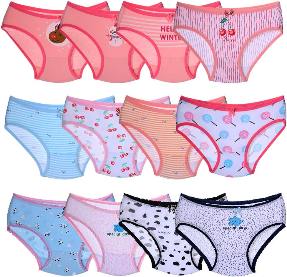 Closecret Toddler Soft Cotton Underwear Baby Panties Little Girls' 12-Pack Assorted Briefs