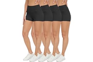 ATHVOTAR Spandex Biker Yoga Shorts Women, 3'' / 5'' / 10'' High Waisted Booty Workout Shorts