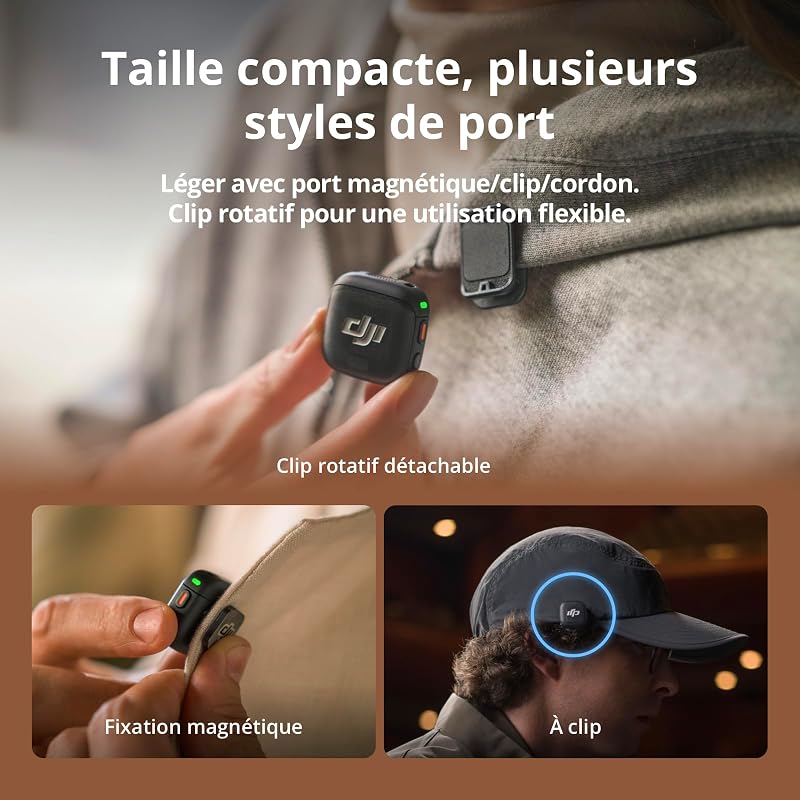 Émetteur DJI Mic 3, mini microphone sans fil pour iPhone/caméra/Android