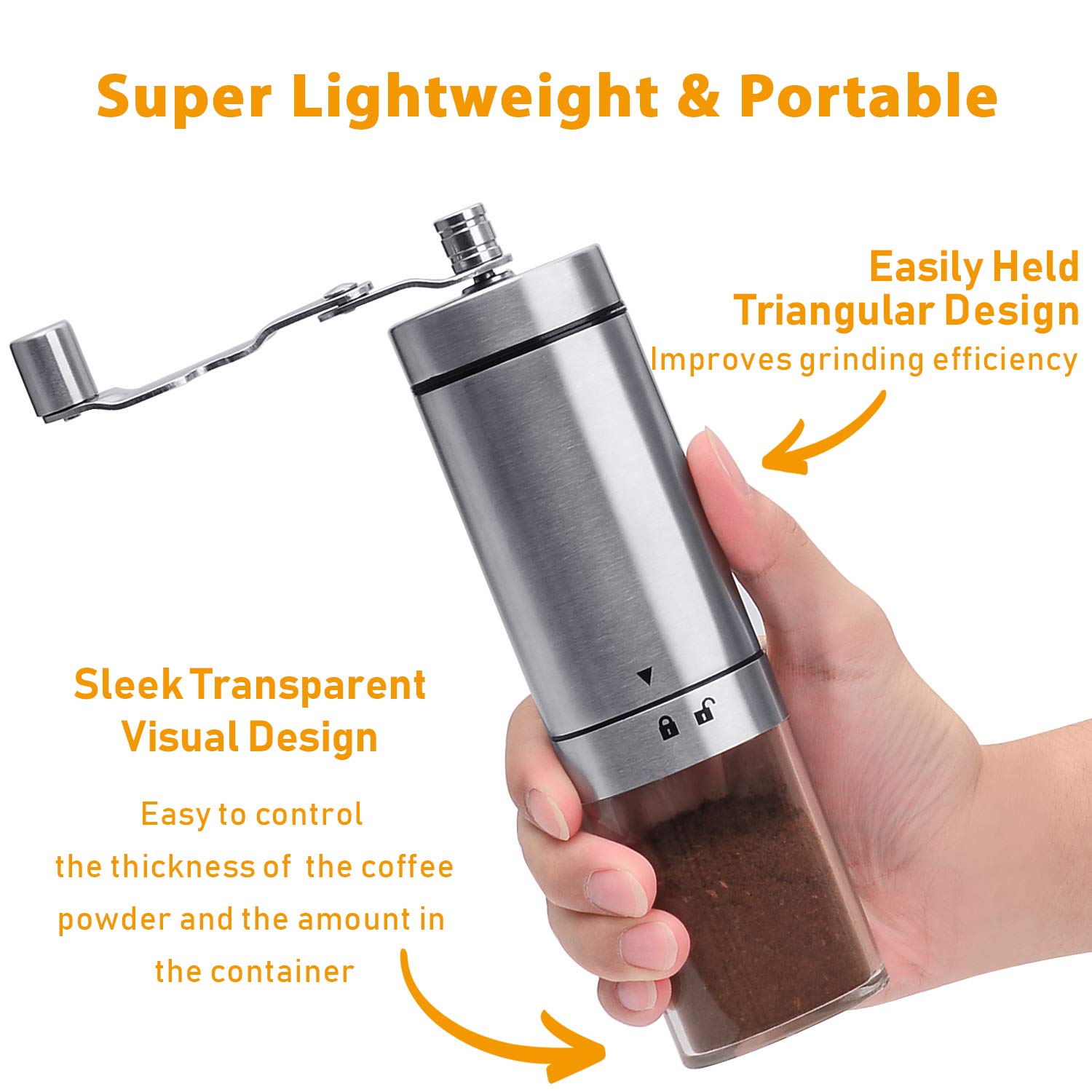 Manual Coffee Grinder with Adjustable Setting, GDREAMT Portable Hand