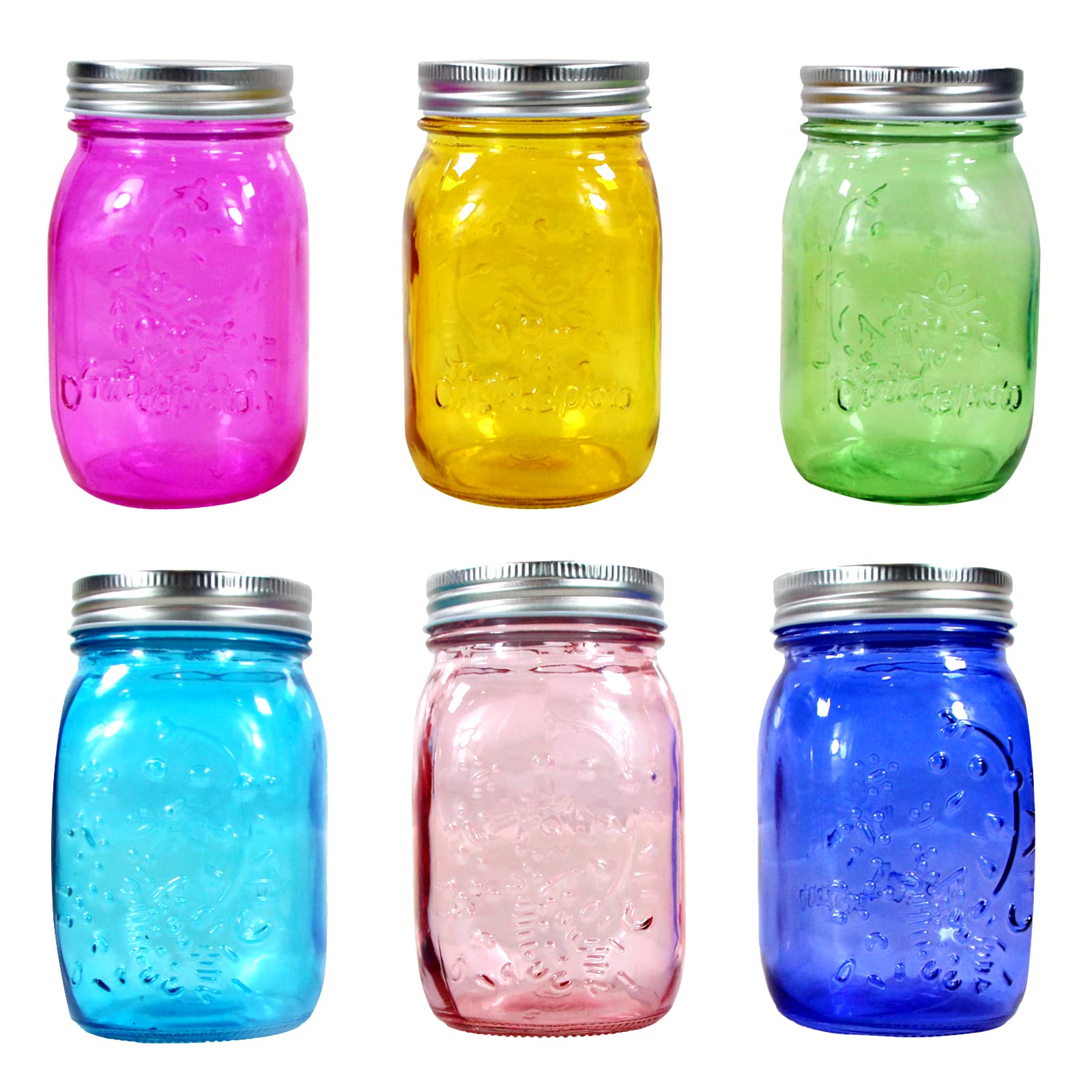 Photo 1 of COOKWIN Mason Jars 16 oz with Lids Colored Mason Jars Regular Mouth Canning Jars 6 Pack Glass Jars,Christmas Decorations,DIY Mason jars Crafts,Jar for Fermenting,Pickling,-Microwave/Freeze Safe