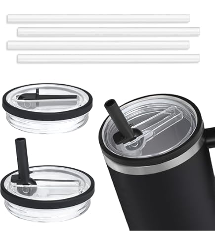 2-Pack Flip Straw Lid Replacement For Stanley 30 Oz Tumbler - Leak Proof, BPA-Free (Black)