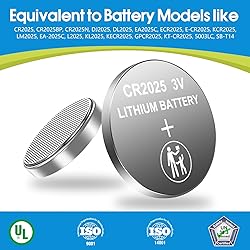 volkate CR2025 3V Lithium Battery, 5 Count Pack, CR