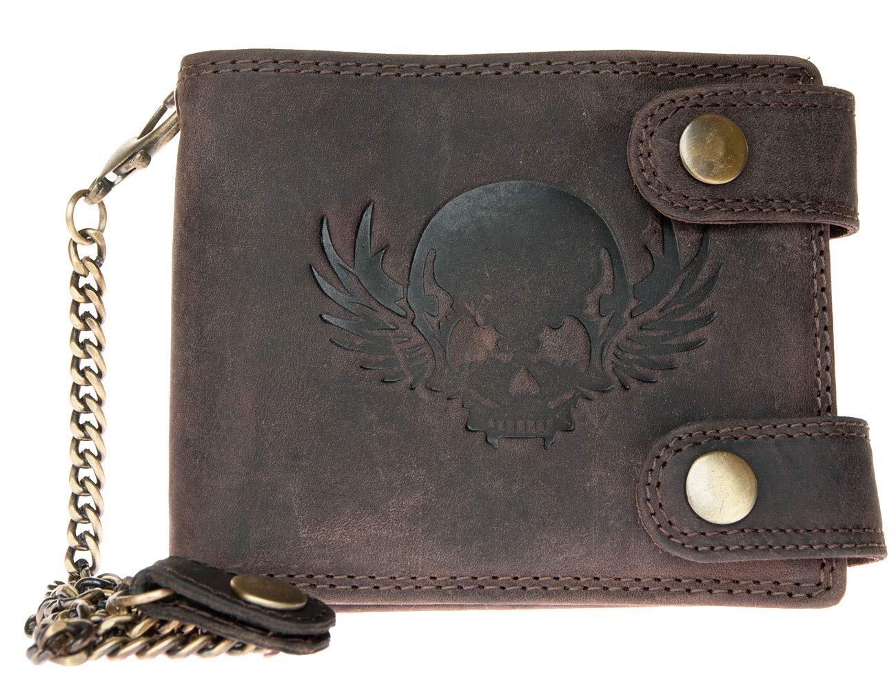 Genuine Leather Biker's Wallet Wild with Metal Chain to Hang