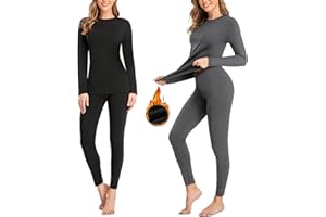 SIMIYA 2 Pack Thermal Underwear for Women Long Johns Winter Warm Fleece Lined Base Layer Set Cold Weather Top and Bottom