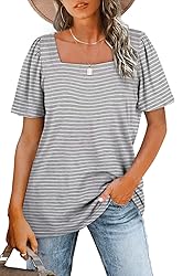 WIHOLL Womens Short Sleeve Tops Square Neck Tops