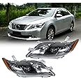 Headlamps Assembly Projector Headlights Polycarbonate Lens Black Left + Right Pair Set Replacement for 2007 2008 2009 Camry