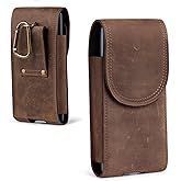 Hengwin Genuine Leather Belt Clip Phone Holster Fits for Samsung Galaxy S25 Edge S24 FE S23 Ultra A56 A16 iPhone 16 Pro Max 15 Plus, Belt Case Waist Pouch Cell Phone Holder for Belt (Retro Brown)