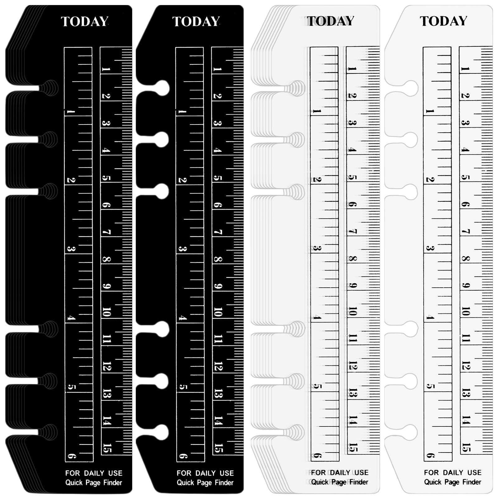 Photo 1 of AmazingSpark 50 Pcs A6 Bookmark Ruler Bulk Snap in Plastic Bookmark Black Clear Spiral Page Marker Pouch Pagefinder Snap-in Spiral Notebook Dividers for Back to School Notebook Ring Configuration