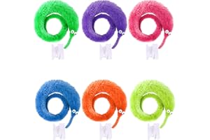 UNIME 12 Pack Magic Worm Toys Wiggly Twisty Fuzzy Worms On String Trick Toys Carnival Party Favors,6 Colors