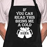 Rosoz Funny BBQ Black Chef Aprons for Men,if You Can Read This Adjustable Kitchen Cooking Aprons with Pocket Waterproof Oil Proof Father’s Day/Birthday
