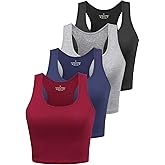 Joviren Cotton Workout Crop Tank Top for Women Racerback Yoga Tank Tops Athletic Sports Shirts Exercise Undershirts 4 Pack