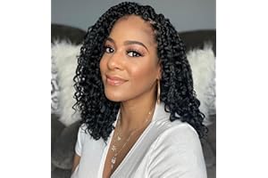 WODUN 12inch Goddess Box Braids Crochet Hair Crochet Box Braids Curly Ends 3X Bohemian Crochet Box Braids Hair Synthetic Crochet Hair Extensions(12inch(Pack of 8), 1B)