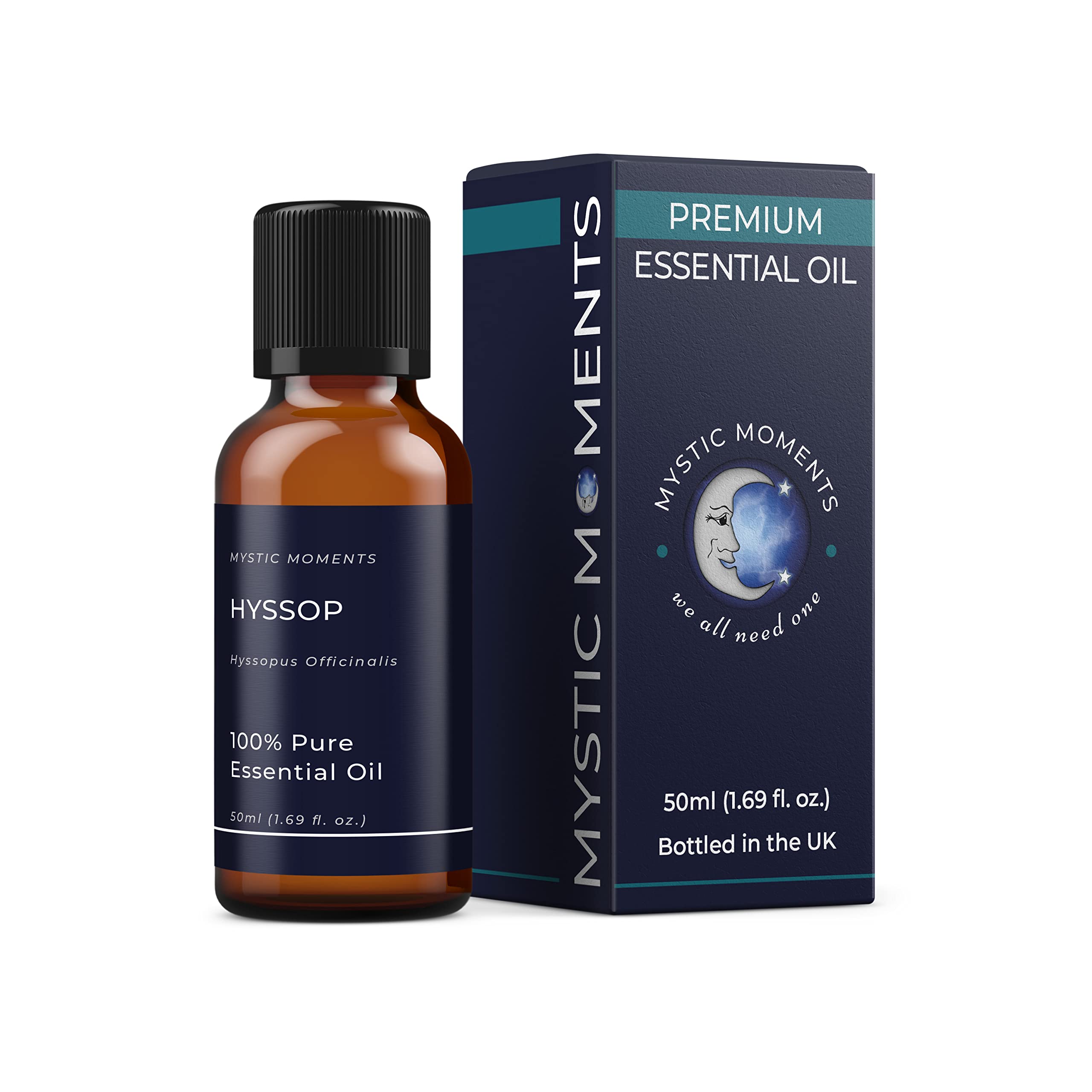 Mystic Moments | Hyssop Essential Oil 50ml | Hyssopus officinalis | 100% Pure Therapeutic Aromatherapy Oil for Diffusers & Relaxing Home Ambience | Herbal Camphoraceous Scent
