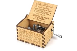 BOOB Music Box Hand Crank Engraved Musical Box-You are My Sunshine Mechanism Antique Vintage Gift to My Daughter from Dad(You are Braver Than) for Birthday Graduation