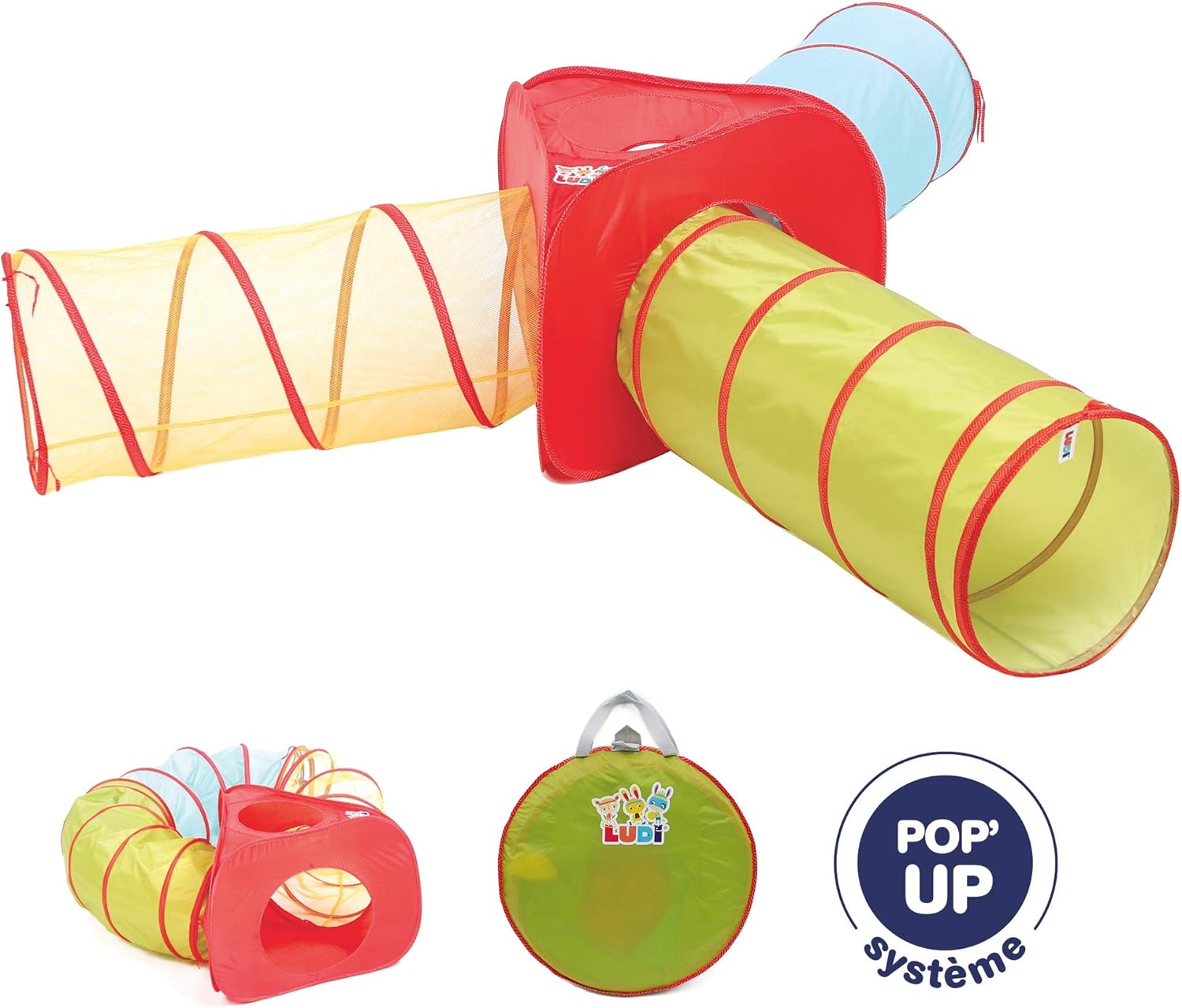 LUDI Kombinierbare Spieltunnel Leichte und zusammenklappbare Multi