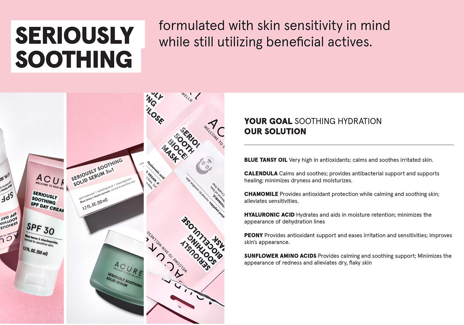 ACURE Seriously Soothing Cleansing Cream | 100% Vegan | For Dry to Sensitive Skin | Peony Extract & Chamomille - Soothes, Hydrates & Cleanses | 4 Fl Oz : Facial Treatment Products : Beauty