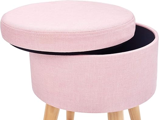 Repose Pieds Pouf Tabouret Coffres De Rangement Pouffe Ottoman Tabouret Rond Rembourre En Lin Avec Couvercle Amovible Pieds En Bois Massif Bleu Bebe Cuisine Et Maison Ameublement Et Decoration Ram Mount Co Uk