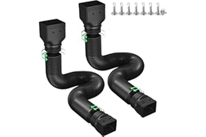 Ogutter Rain Gutter Downspout Extensions, Downspout Extender for Rainwater Drainage Flexible, Down Spout Drain Extension Pipe and Extendable from 21 to 66 Inches (2 Pack, Black)
