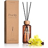M&SENSE Sandalwood Vanilla Reed Diffuser Set: 6.3 fl oz Non-Toxic Aroma Set with Sticks, Light & Subtle Fragrance, Long-Lasting Natural Essential Oil Gifts for Bedroom, Shelf Decor & Small Spaces