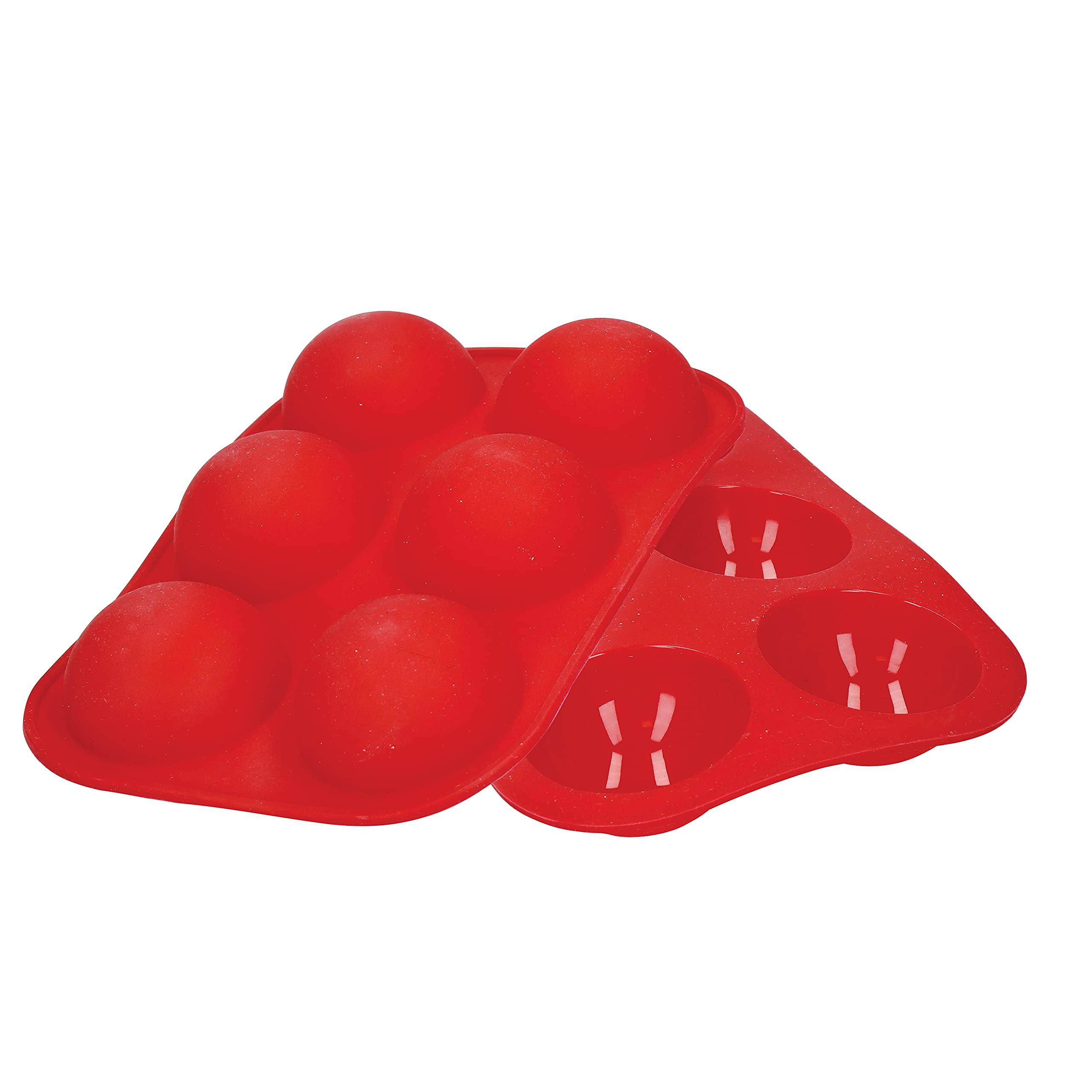 KitchenCraft Silicone Chocolate Bomb Moulds, 2 Non Stick Half Sphere Moulds, Makes 6 Hot Chocolate Bombs, Red