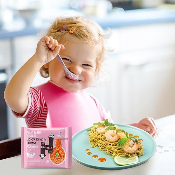HETHSTIA PROTEIN RAMEN SPICY KIMCHI FLAVOR, 6-PACK INSTANT KIMCHI NOODLE SOUP, 32G PLANT-BASED PROTEIN, VEGAN, LOW FAT, NON-GMO, HEALTHY HIGH PROTEIN RAMEN MEAL