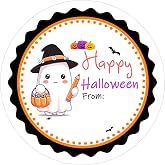 Halloween Stickers 120 Pcs 2 Inch Waterproof Name Tag Labels Party Favors | 120 Pcs Halloween name tag stickers on 10 sheets with cute designs and waterproof coating for goodie bags
