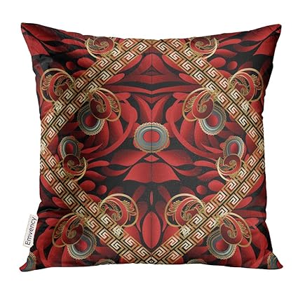 Amazon Com Golee Throw Pillow Cover Modern Paisley Black Red Gold