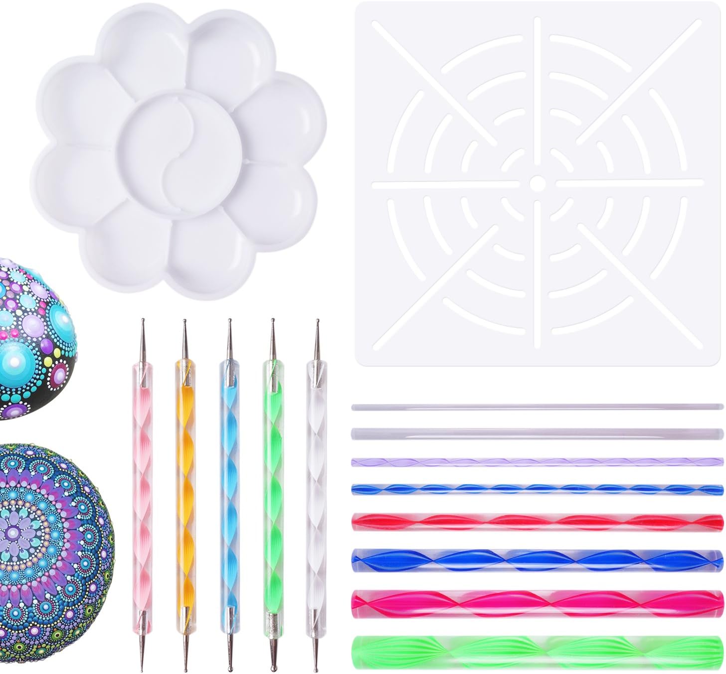Mandala Dotting Tools for Painting Rocks Pen Dotting Tools Mandala Stencil Brush Set 15 PCS