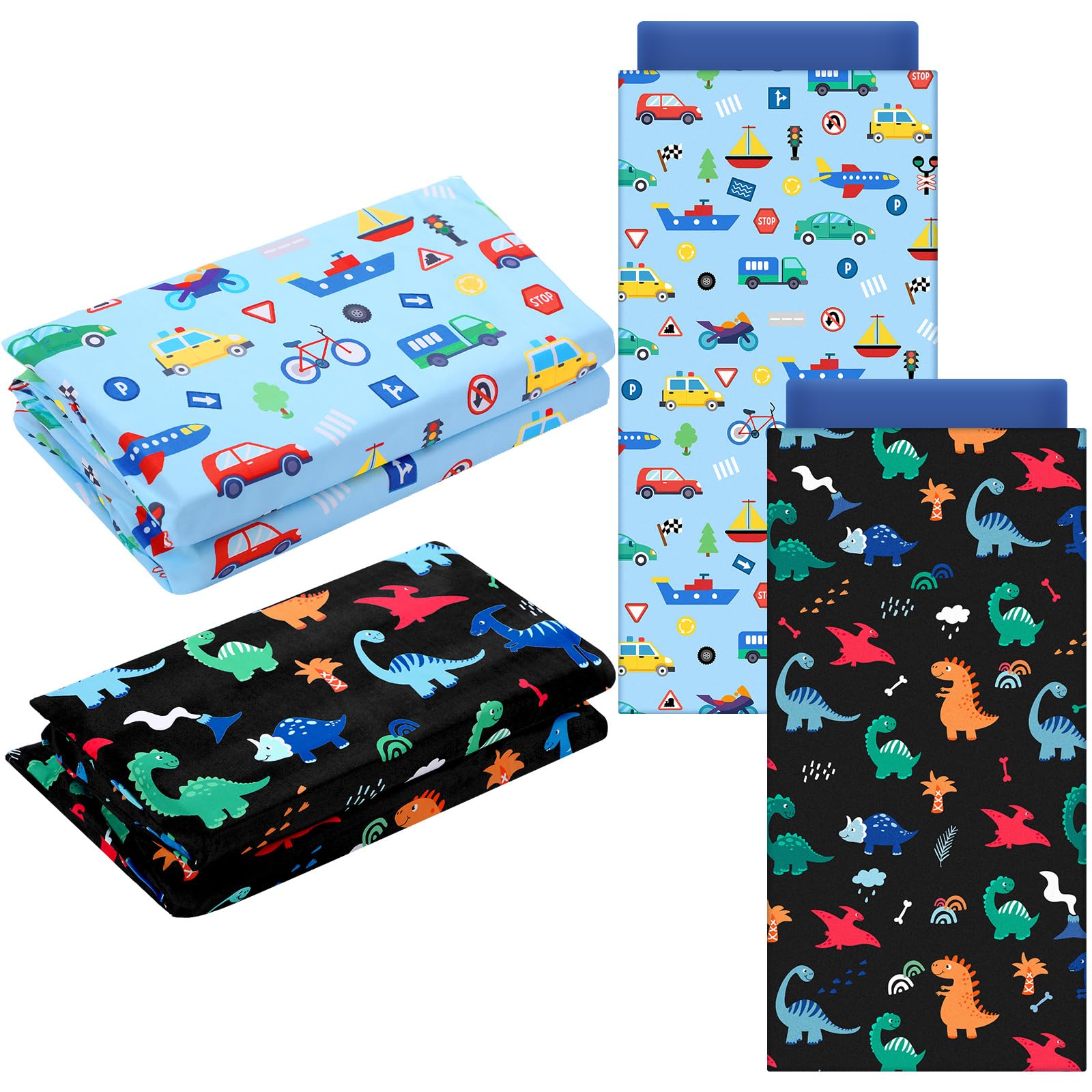 Photo 1 of Fanfanwin 2 Pcs Dinosaurs Nap Mat Cover for Boys Sewn in Flap Design Construction Rest Microfiber Mat Cover for Preschool Daycare Kindergarten