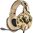 YINSAN Gaming Headset for Xbox One, PS4 Headset with Mic, Stereo Surround Sound, Noise Cancelling Microphone & One-Key Mute, Cool Camo Gaming Headphones for Nintendo Switch PS5 PC
