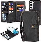 TwoHead for Samsung Galaxy S22 Plus /S22+ Wallet Case with Card Holder & Detachable Magnetic Phone Case, Leather All-Round Protection Wallet Phone Case,6.6in,Black