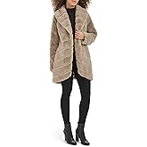 Kenneth Cole Women's Plush Grooved Faux Mink Coat With Shawl Collar