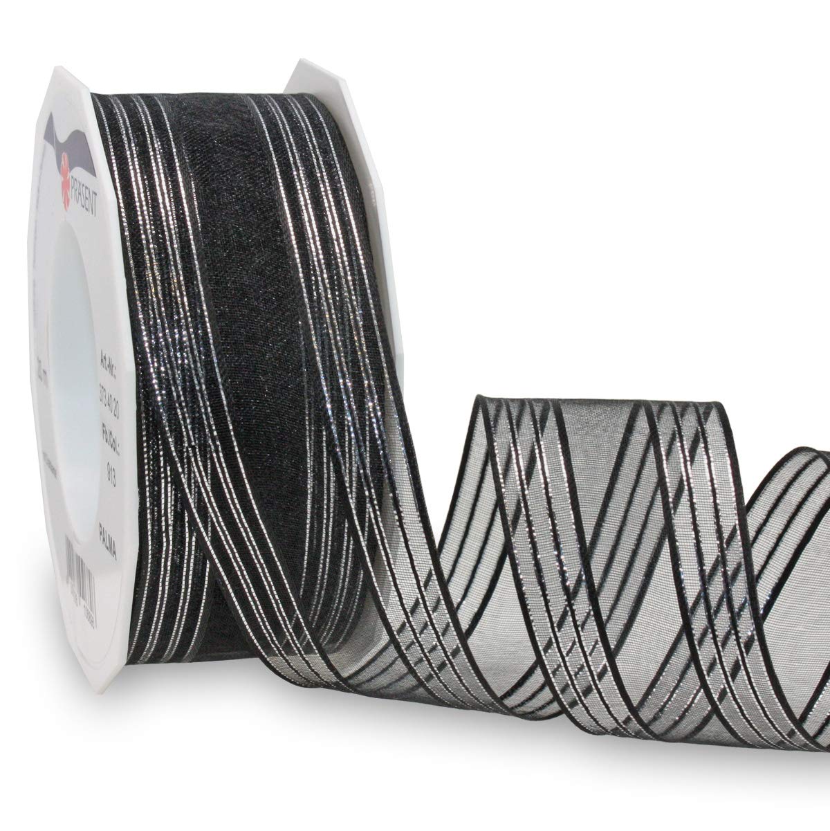 Präsent - Palma Mourning Ribbon Black-Silver 40 mm Width, 20 m Length