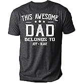 IZI POD This Awesome Dad Belongs to Shirt - Personalized Daddy Shirt with Kid's Name - Birthday Gifts - Dad Shirts for Men 1
