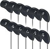 Craftsman Golf 12pcs Thick Synthetic Leather Iron Head Covers Set Black Silver view 8