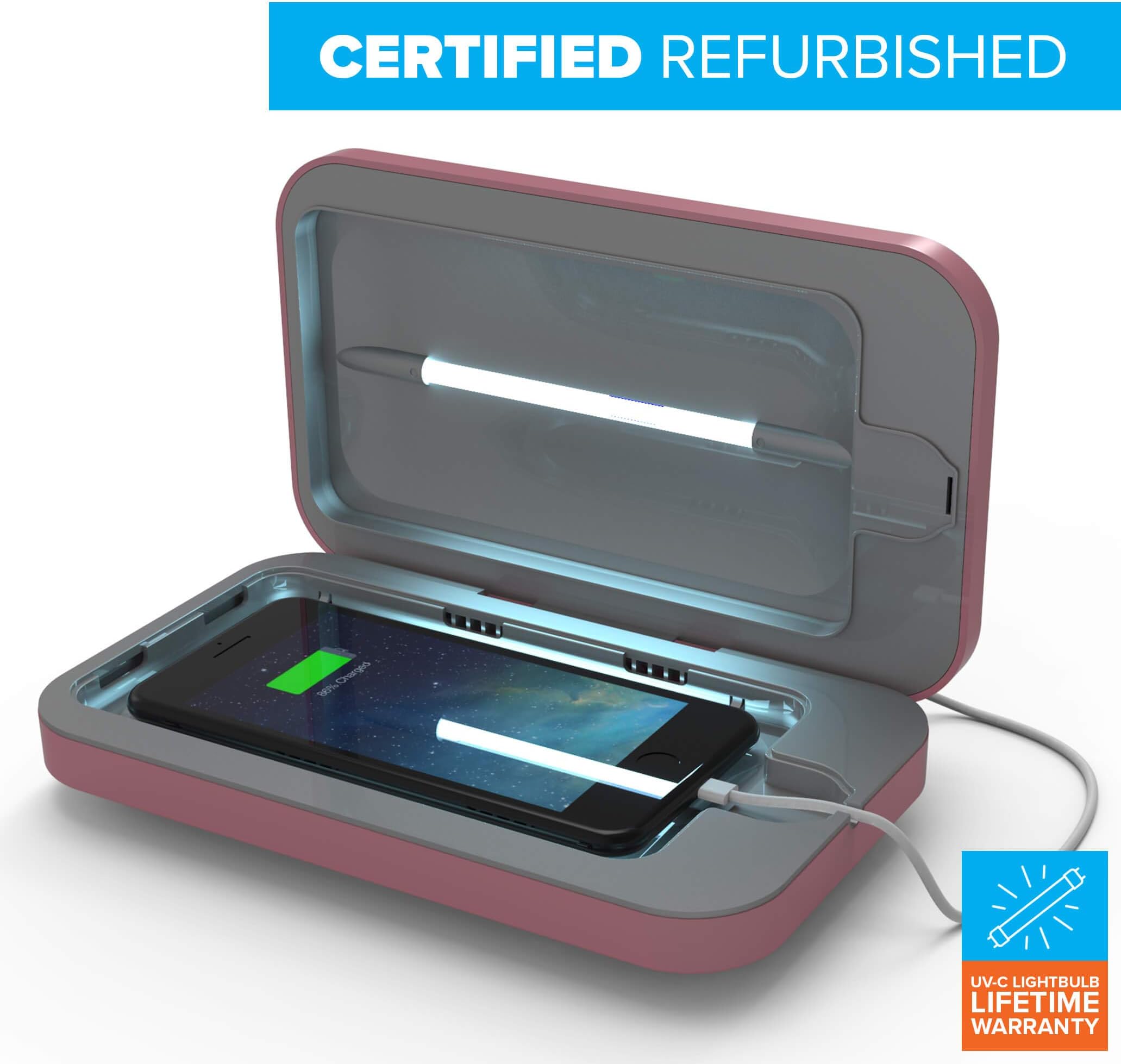 PhoneSoap 3 UV Smartphone Sanitizer & Universal Charger | Patented & Clinically Proven UV Light Disinfector | Orchid (Renewed)