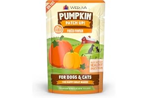Weruva Pumpkin Patch Up! Pumpkin Puree Pet Food Supplement for Dogs & Cats, 1.05oz Pouch (Pack of 12)