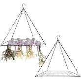 Hiyoo 2 Set Garlic &amp; Herb Drying Rack, Hanging Black Metal Mesh Dryer | Suitable for Onions Herbs &amp; Plants Flower Drying, Space-Saving Storage Rack for Garden, Kitchen Indoor &amp; Outdoor Use (13.8'')