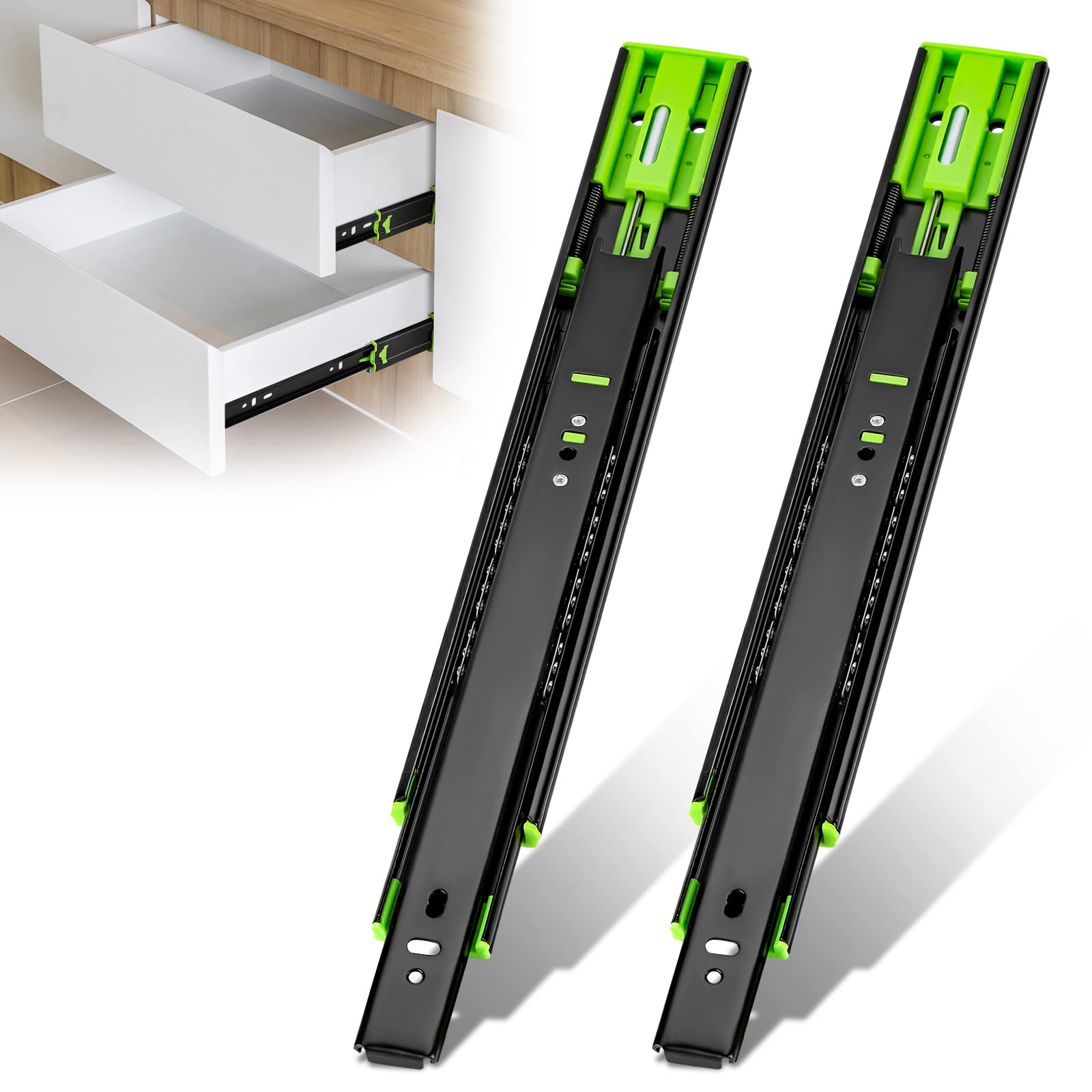 Drawer Slides Full Extension Drawer Runners 3 Folds Soft-Close Cabinet Slide Rails Thicker Stainless Steel Ball Bearing Slides Rails 300mm 1 Pair