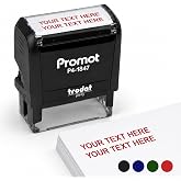 Promot Self Inking 2 Line Custom Stamp - Personalized Name Stamp (Medium) | Crisp &amp; Consistent Impressions, Thousands of Clear Stampings, Fast One-Hand Operation, Built-In Self-Inking Mechanism