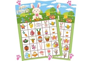 Funnlot 24 Players Easter Games,Easter Crafts Bingo for Kids Gifts Basket Stuffers Indoor Activities School Classroom Party