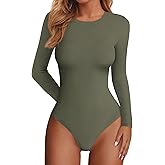 PRETTYGARDEN Bodysuits for Women 2026 Spring Long Sleeve Shirts Fitted Basic Ribbed Layering Tops Fall Fashion Winter Clothes