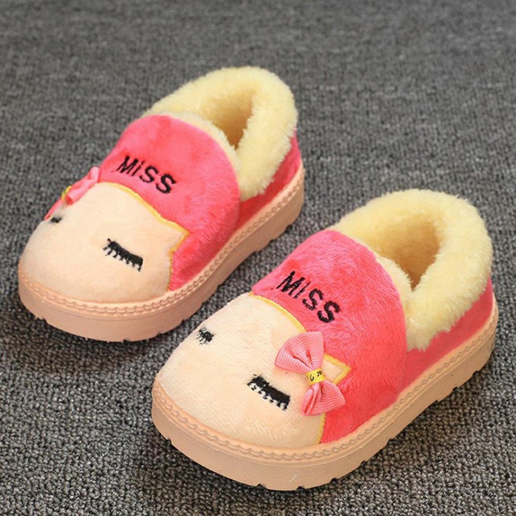 Pantoufles Mignon Douce Chaud Enfant Bowknot Bebe Qinmm Filles Peluche Semelle Non Derapant Velours Chaussures De Neige Chaussons Chaussures Bebe Fille Bebe Puericulture