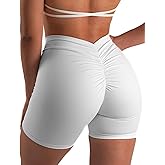 ENEESSI Women's High Waisted Workout Shorts - Butt Lifting Yoga Short Pants with V-Cut Back, 4-Way Stretch Gym Biker Shorts