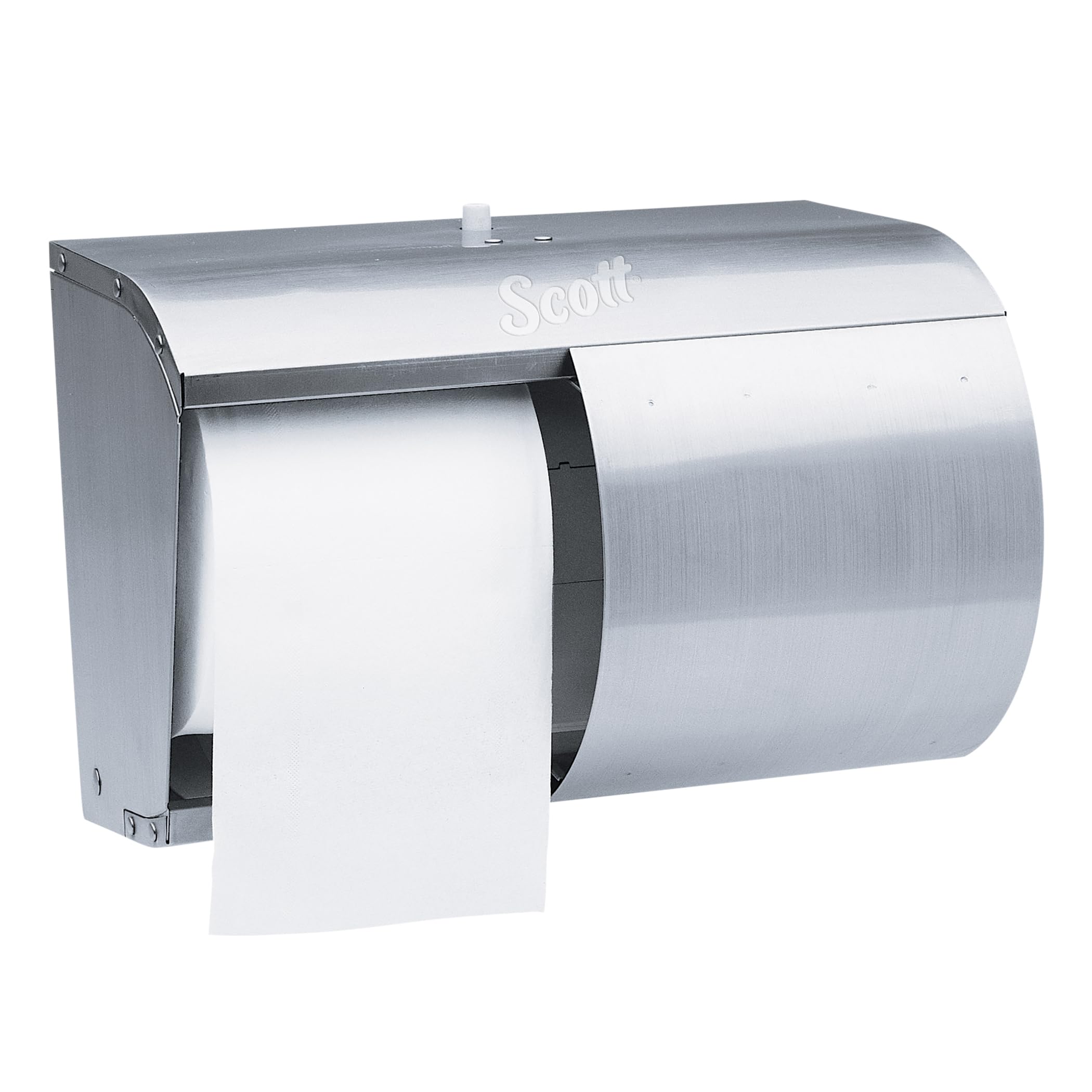 Photo 1 of Scott Professional Pro Coreless Standard Roll Toilet Paper Dispenser (09606), Dual Capacity, Stainless Steel, 10.13"x7.13"x6.38" (Qty 1)