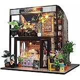 Flever Dollhouse Miniature DIY House Kit Creative Room with Furniture for Romantic Valentine's Gift(Time of Coffee)