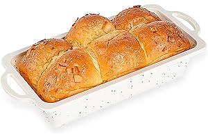 Vinino 1 Pack Silicone Bread Loaf Pan with Metal Reinforced Frame, 9.5 x 5 in Non-stick Silicone Loaf Pan for Baking, Durable Silicone Bread Pan for Oven Dishwasher Safe - Cream