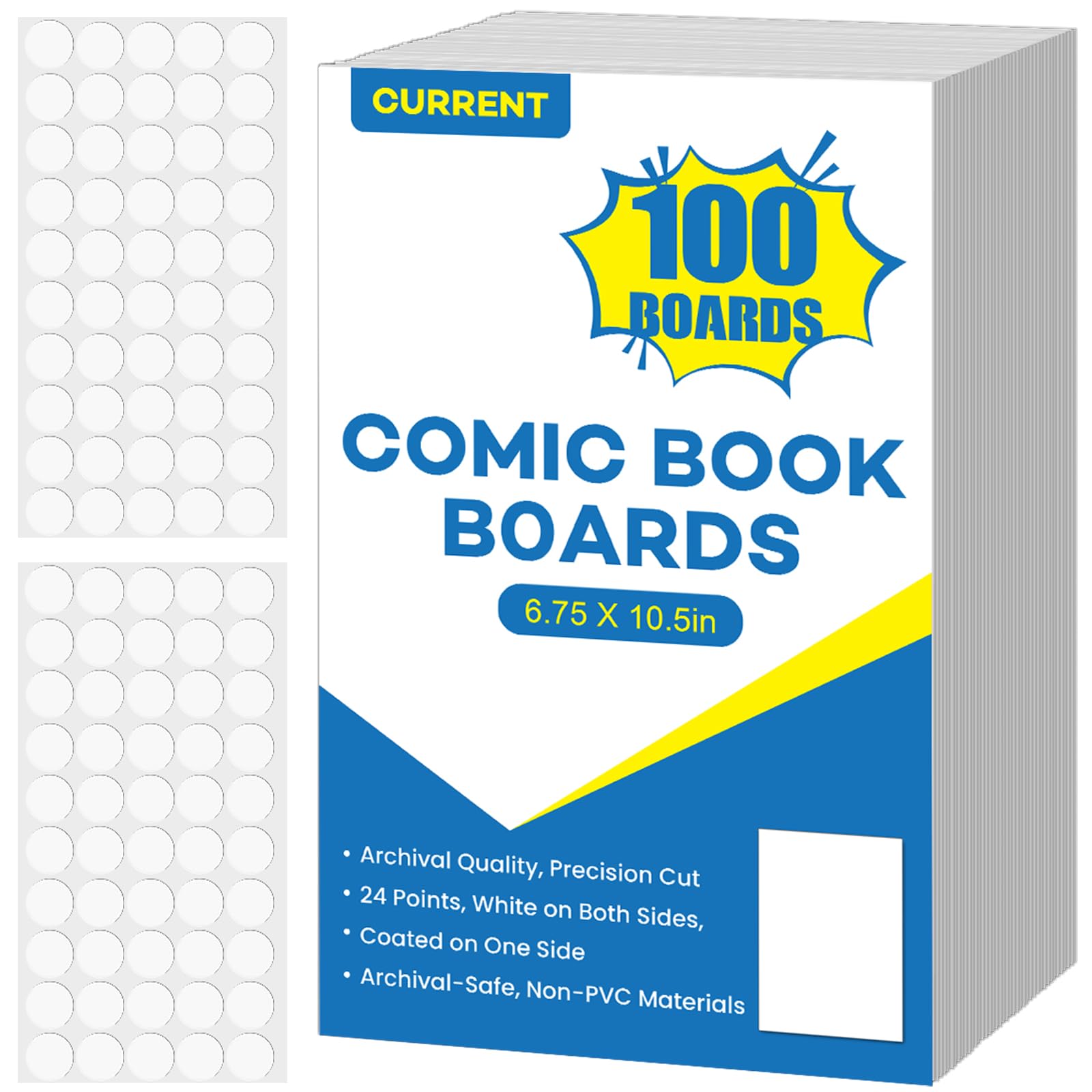 Photo 1 of 100 PCS Current Size Comic Book Boards, 6.75" x 10.5" Acid-Free Comic Book Backing Boards, Thick and Durable Books Board for Comic Book Storage and Preservation