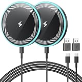Wireless Charger 2Pack 6FT Samsung Magnetic Wireless Charger Fast Charging Pad with USB-C/A Ports for Samsung Galaxy S25 Ultra/S24 FE/S23 Ultra/S22/S21/Z Google Pixel 9-7 | Strong Magnet Technology
